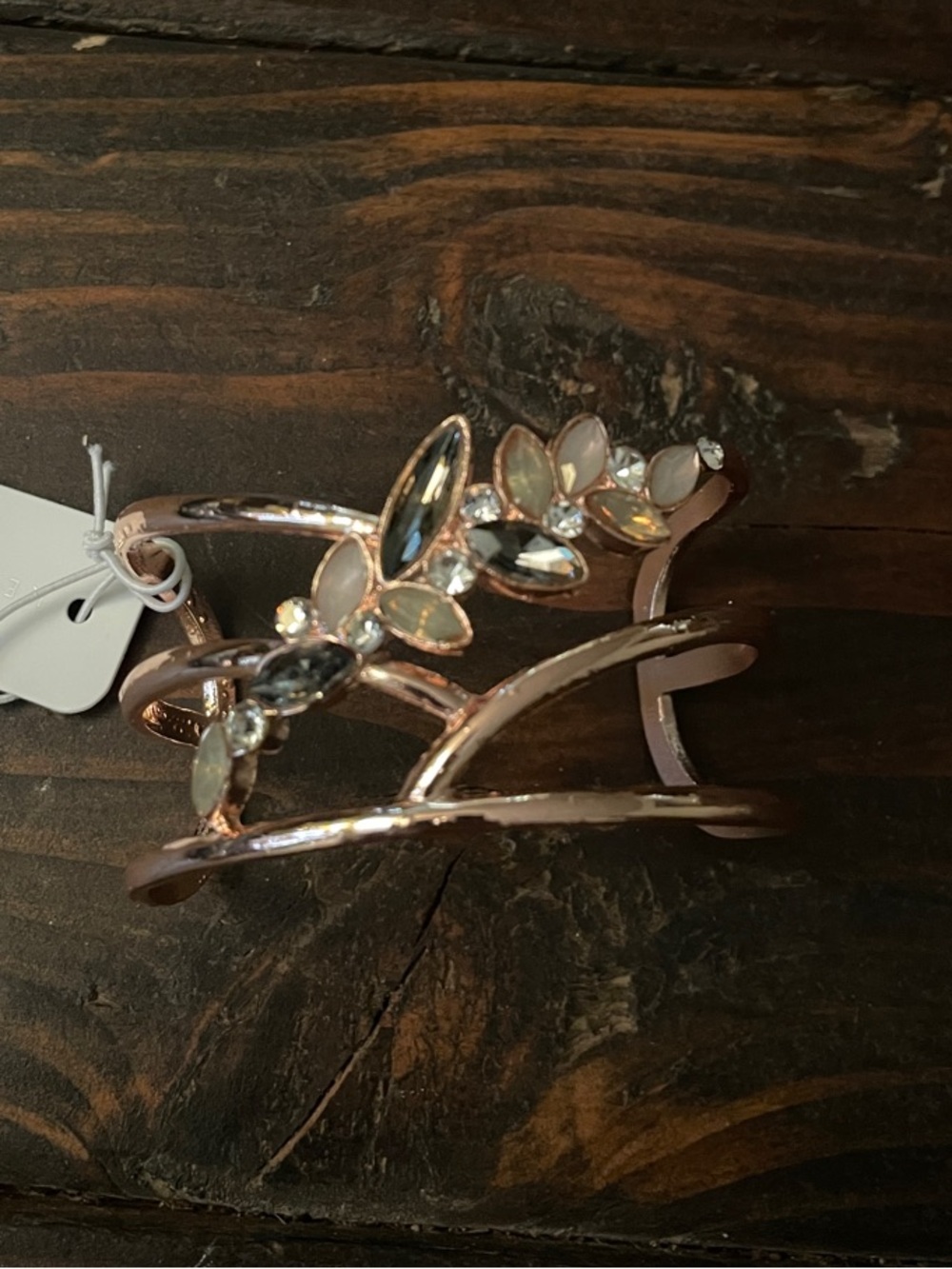 Kelly & Katie Rose Gold Floral Cuff Bracelet with Crystal Accents D04 6690